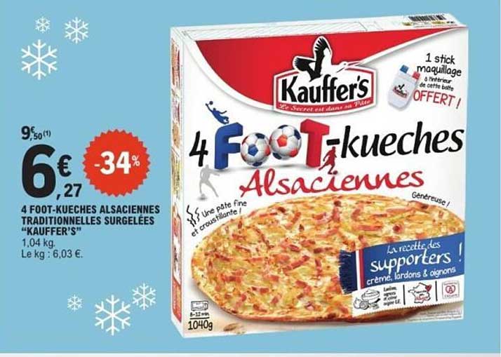 4 Foot-kueches alsaciennes traditionnelles surgelées “Kauffer’s”