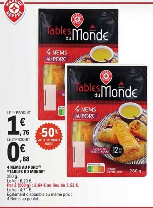 4 NEMS AU PORC “TABLES DU MONDE” 280 g