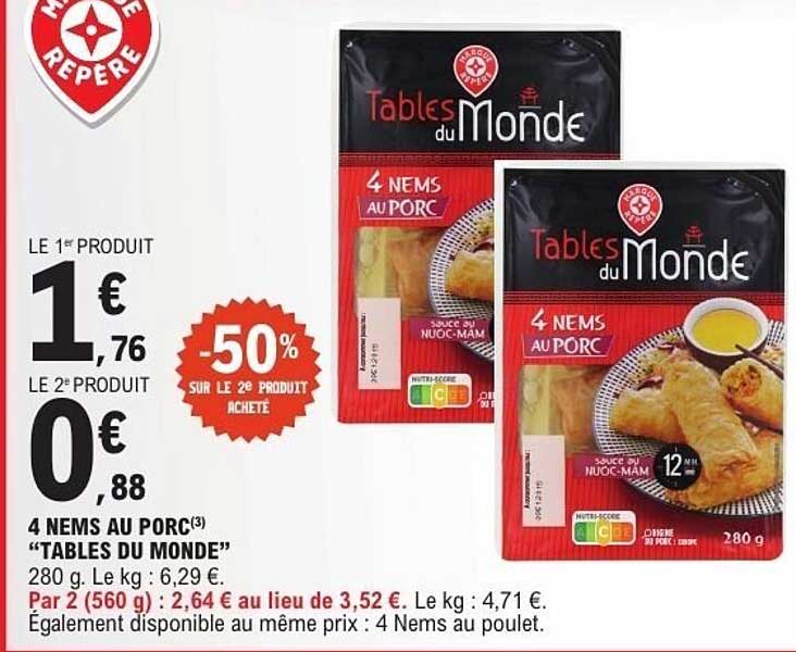 4 NEMS AU PORC “TABLES DU MONDE”