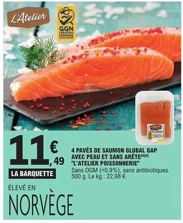 4 pavés de saumon Global GAP avec peau et sans arête “L’ATELIER POISSONNERIE”
