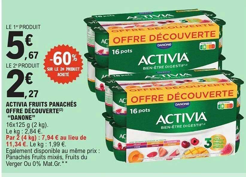 ACTIVIA FRUITS PANACHÉS OFFRE DÉCOUVERTE “DANONE”