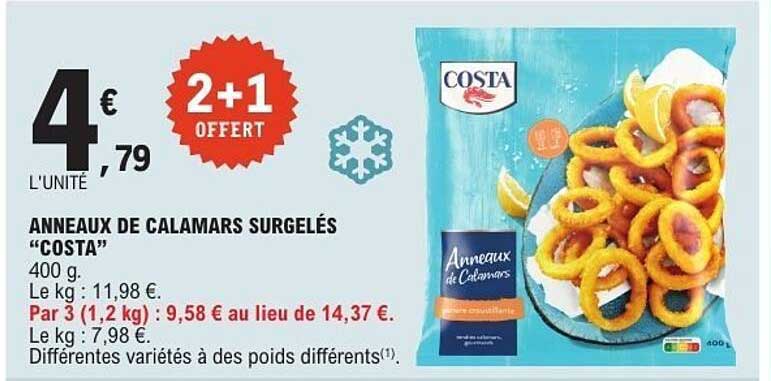 ANNEAUX DE CALAMARS SURGELÉS “COSTA”