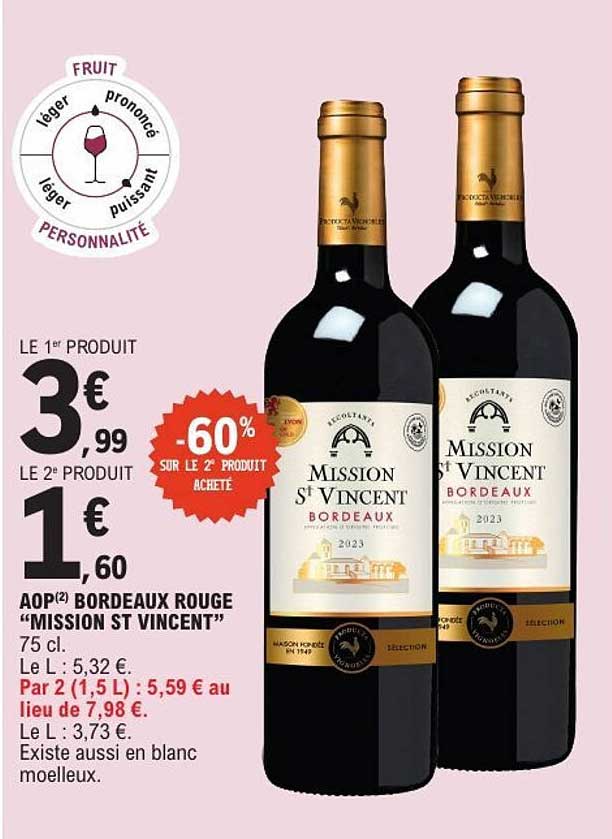 AOP Bordeaux Rouge “MISSION ST VINCENT” 75 cl.