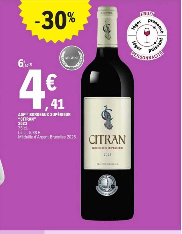 AOP BORDEAUX SUPÉRIEUR "CITRAN" 2023 75 cl
