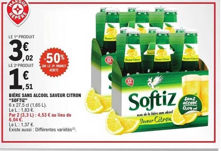 BIERE SANS ALCOOL SAVEUR CITRON "SOFTIZ"