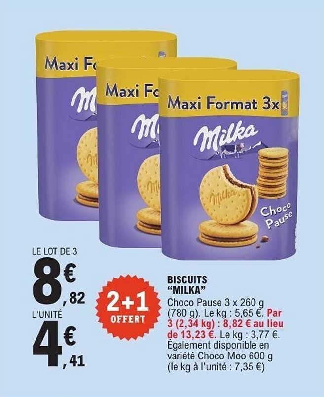 BISCUITS “MILKA” Choco Pause 3 x 260 g (780 g) 2+1 OFFERT