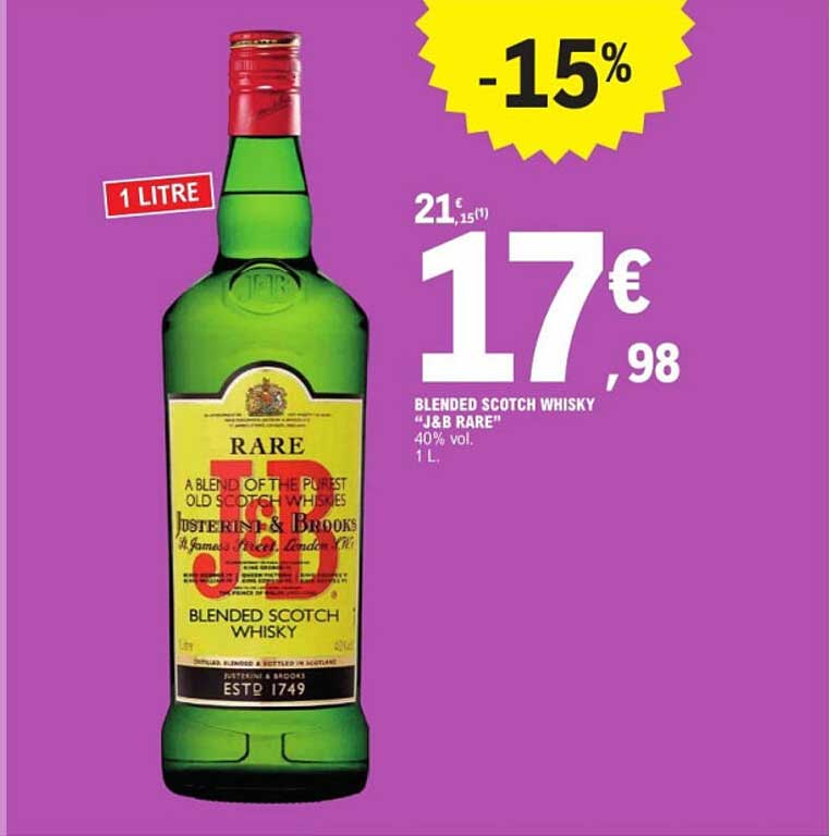 BLENDED SCOTCH WHISKY "J&B RARE" 40% vol. 1 L
