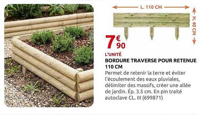 BORDURE TRAVERSE POUR RETENUE 110 CM
