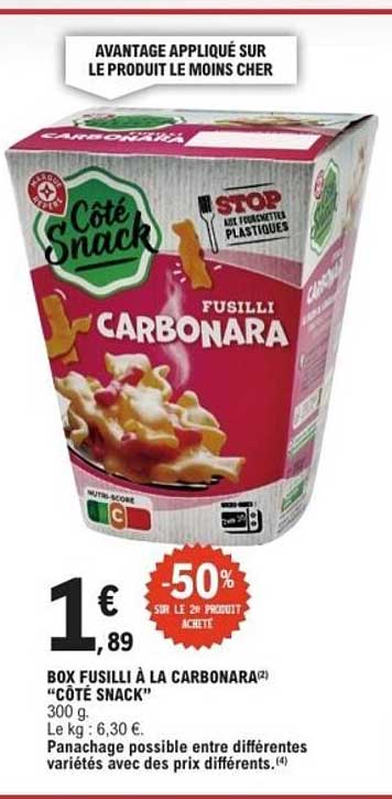 Box fusilli à la carbonara "Côté Snack"