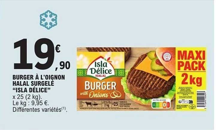 BURGER À L’OIGNON HALAL SURGELÉ “ISLA DÉLICE” x 25 (2 kg)