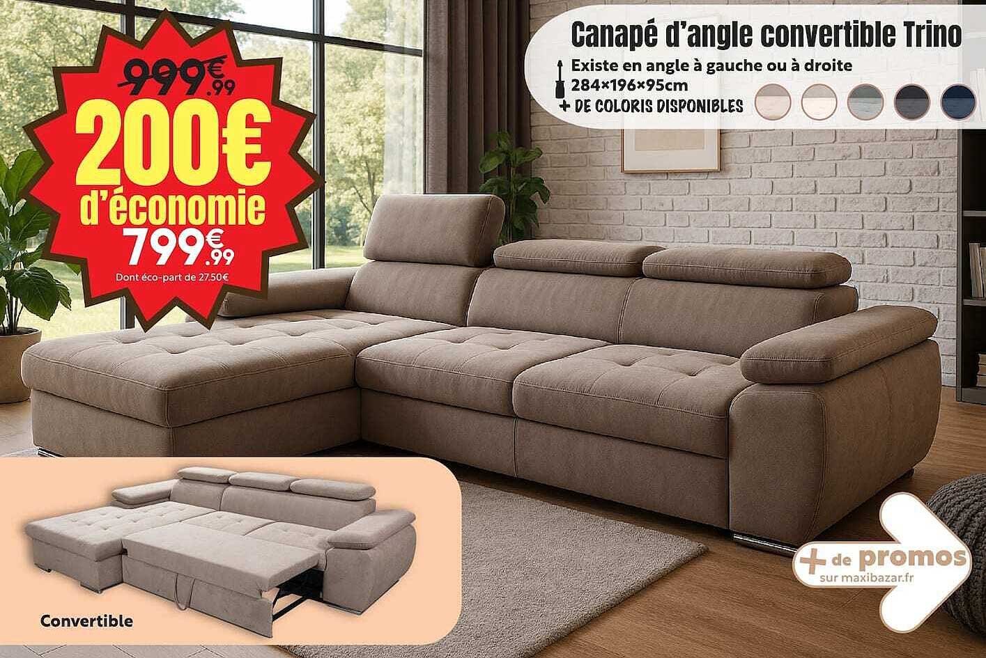 Canapé d'angle convertible Trino