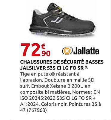 CHAUSSURES DE SÉCURITÉ BASSES JALSILVER S3S CI LG FO SR