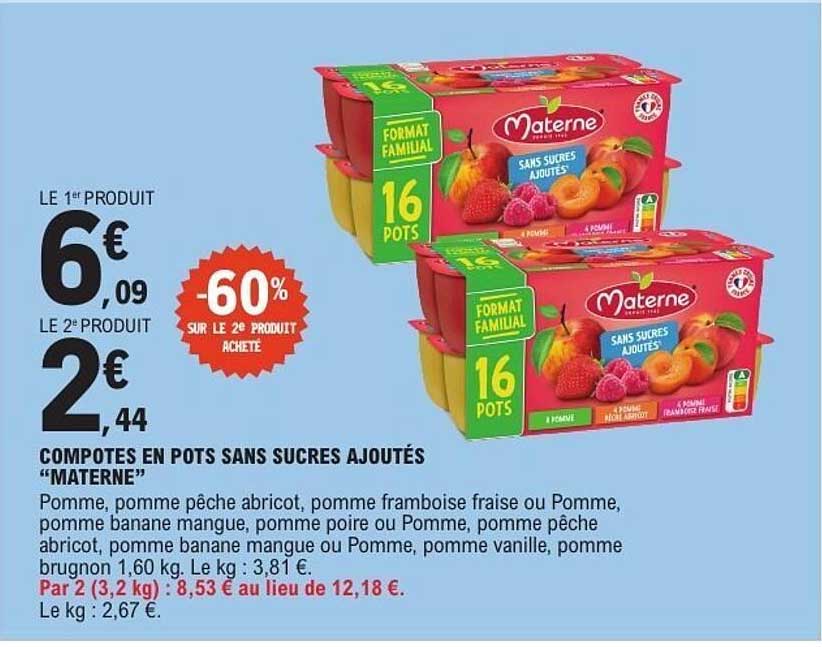COMPOTES EN POTS SANS SUCRES AJOUTÉS “MATERNELLE”