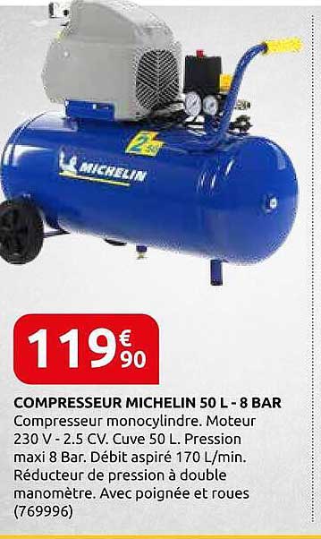 COMPRESSEUR MICHELIN 50 L - 8 BAR