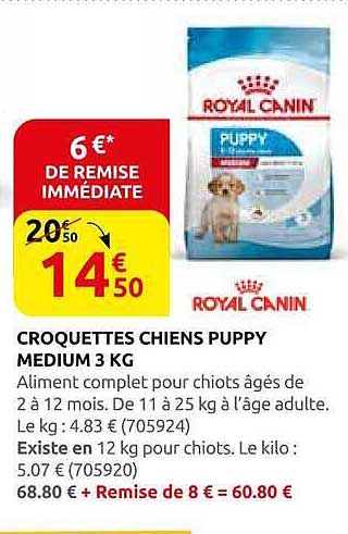 CROQUETTES CHIENS PUPPY MEDIUM 3 KG