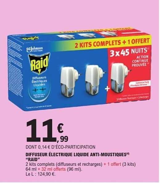Diffuseur électrique liquide anti-moustiques Raid