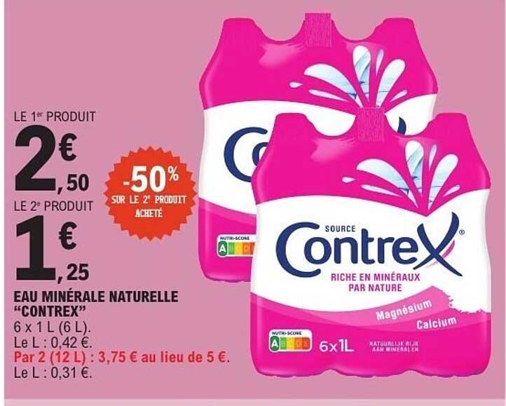 Eau minérale naturelle « Contrex » 6 x 1 L (6 L)