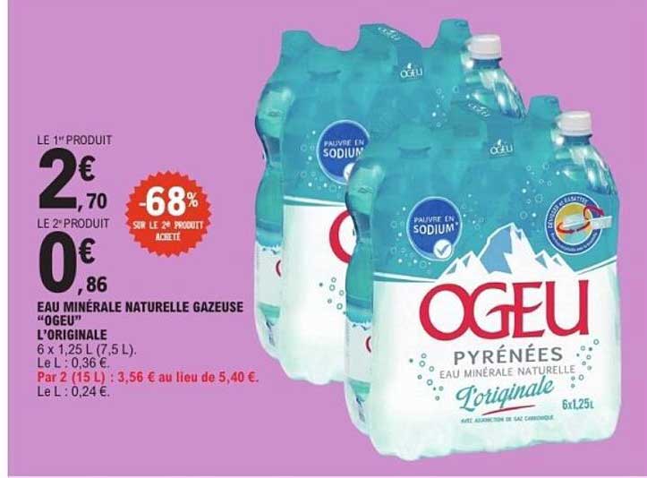 Eau minérale naturelle gazeuse « Ogeu » L’originale