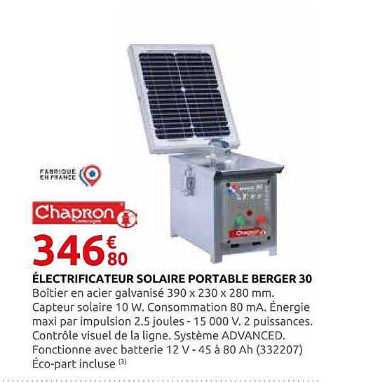 ÉLECTRIFICATEUR SOLAIRE PORTABLE BERGER 30