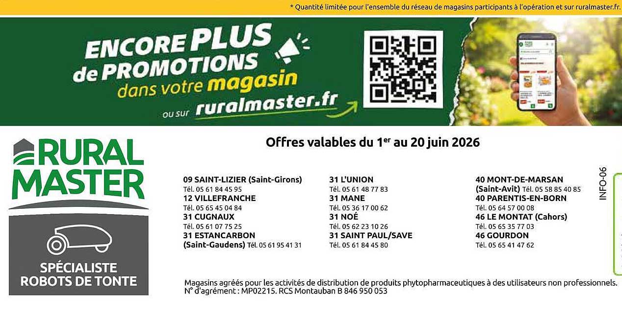 ENCORE PLUS de PROMOTIONS dans votre magasin ou sur ruralmaster.fr
