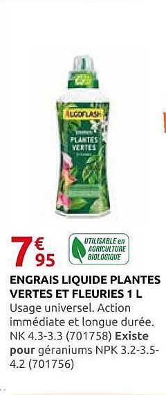 ENGRAIS LIQUIDE PLANTES VERTES ET FLEURIES 1 L