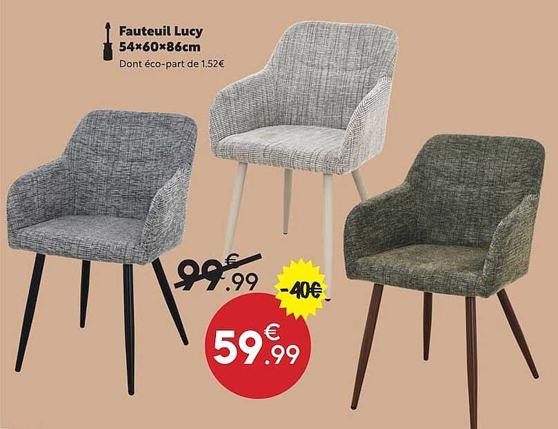 Fauteuil Lucy 54×60×86cm