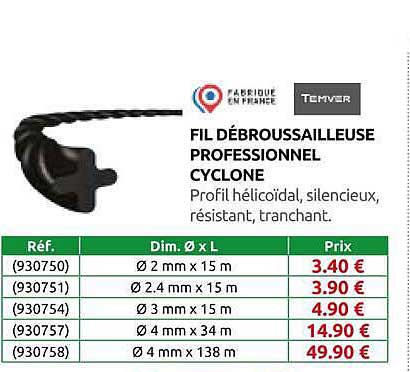 FIL DÉBROUSSAILLEUSE PROFESSIONNEL CYCLONE