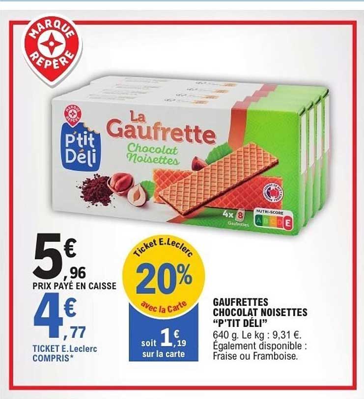 GAUFRETTES CHOCOLAT NOISETTES “P'TIT DÉLI”