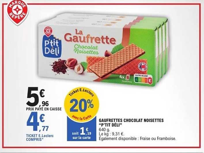 Gaufrettes chocolat noisettes "P’tit Déli"