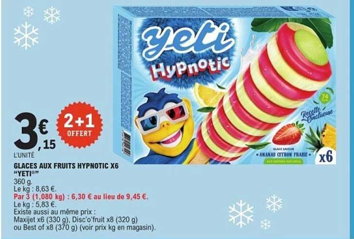 GLACES AUX FRUITS HYPNOTIC X6 "YETI"