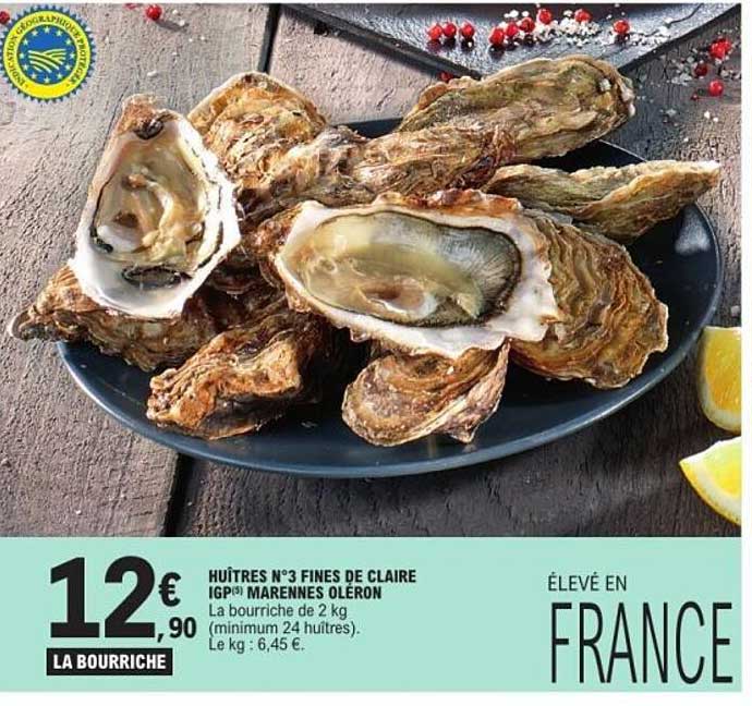 HUÎTRES N°3 FINES DE CLAIRE IGP* MARENNES OLERON