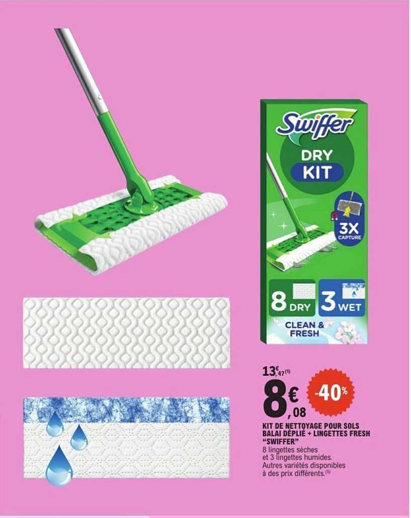 KIT DE NETTOYAGE POUR SOLS BALAI DÉPLIE + LINGETTES FRESH "SWIFFER"