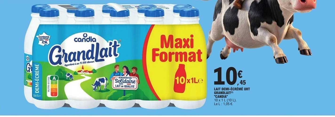 LAIT DEMI-ÉCRÉMÉ UHT GRANDLAIT “CANDIA”