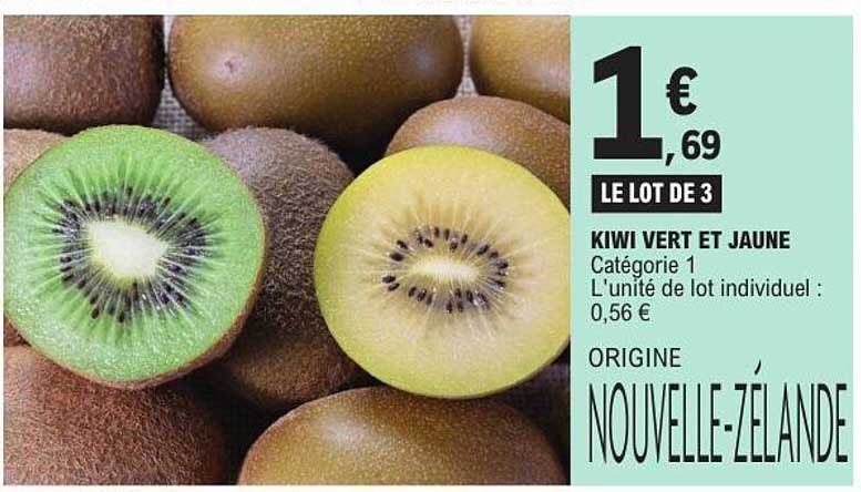 LE LOT DE 3 KIWI VERT ET JAUNE