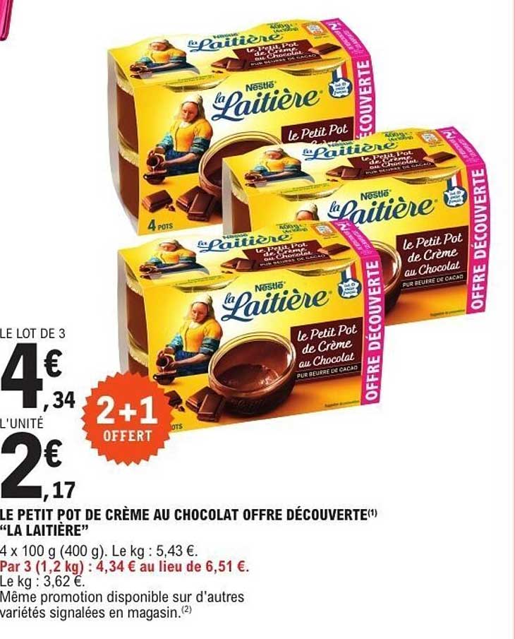 LE PETIT POT DE CRÈME AU CHOCOLAT OFFRE DÉCOUVERTE “LA LAITIÈRE”
