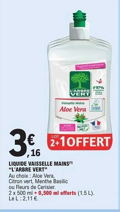 LIQUIDE VAISSELLE MAINS “L’ARBRE VERT”