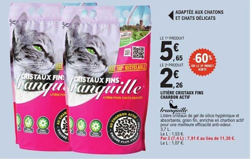 Litière cristaux fins Charbon actif Tranquille