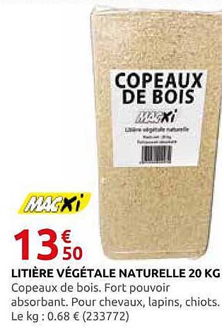 LITIÈRE VÉGÉTALE NATURELLE 20 KG