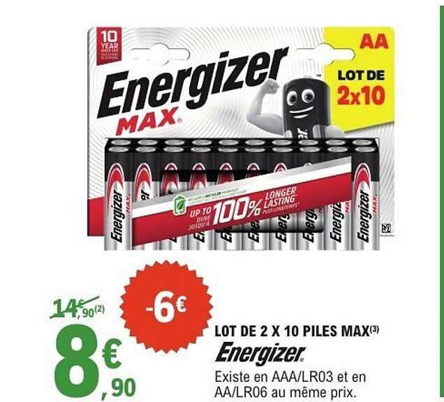LOT DE 2 X 10 PILES MAX Energizer