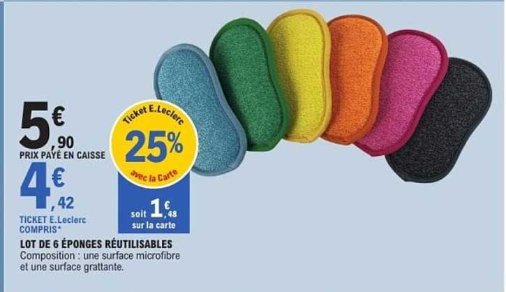 LOT DE 6 EPONGES REUTILISABLES