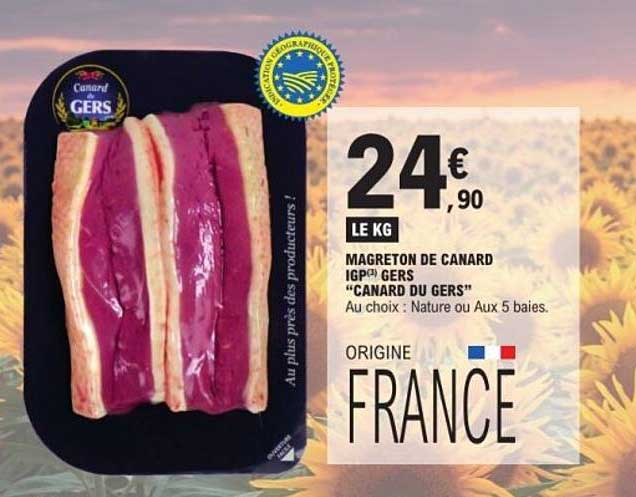 MAGRET DE CANARD IGP* GERS "CANARD DU GERS" Au choix : Nature ou Aux 5 baies.