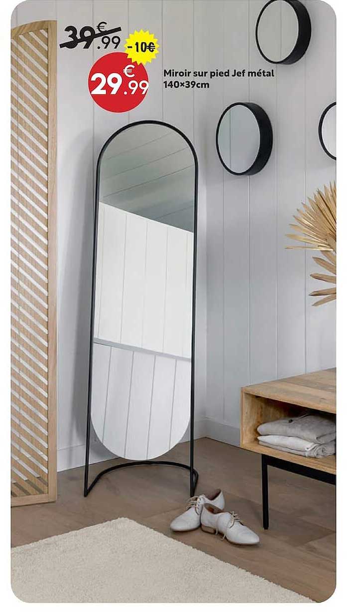 Miroir sur pied Jef métal 140×39cm