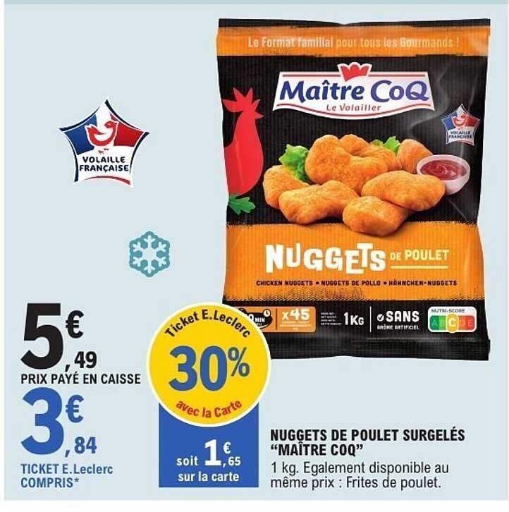 NUGGETS DE POULET SURGELÉS “MAÎTRE COQ”