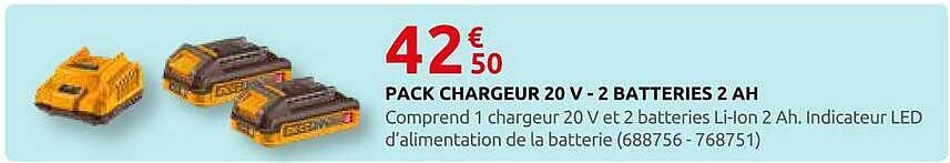 PACK CHARGEUR 20 V - 2 BATTERIES 2 AH