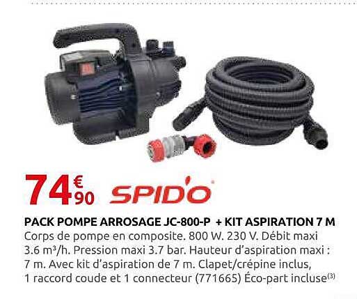 PACK POMPE ARROSAGE JC-800-P + KIT ASPIRATION 7 M