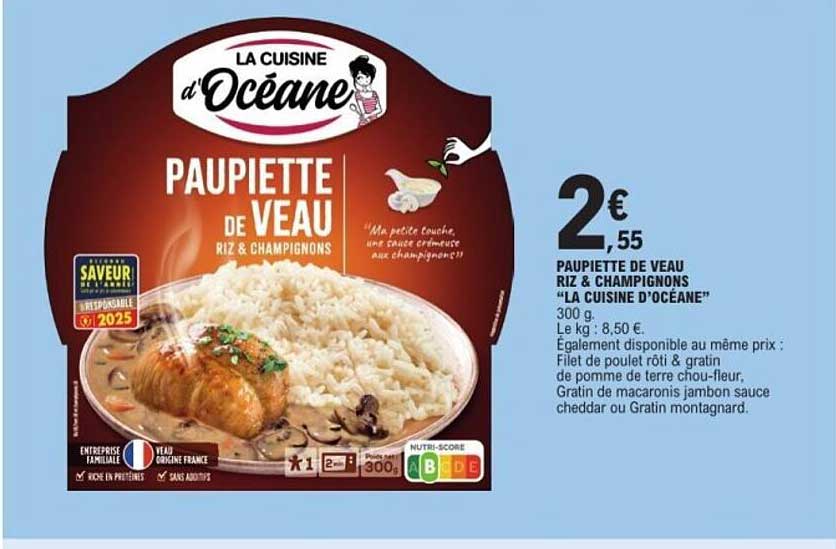 PAUPIETTE DE VEAU RIZ & CHAMPIGNONS “LA CUISINE D’OCÉANE”