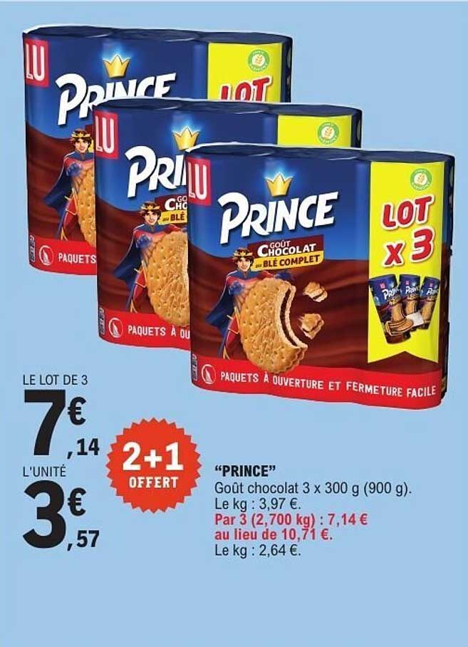 PRINCE Goût chocolat 3 x 300 g (900 g)
