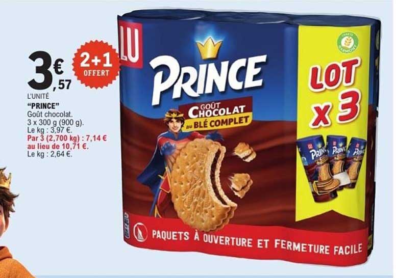PRINCE Goût chocolat au blé complet LOT x 3