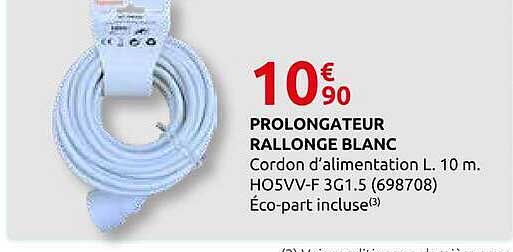 PROLONGATEUR RALLONGE BLANC