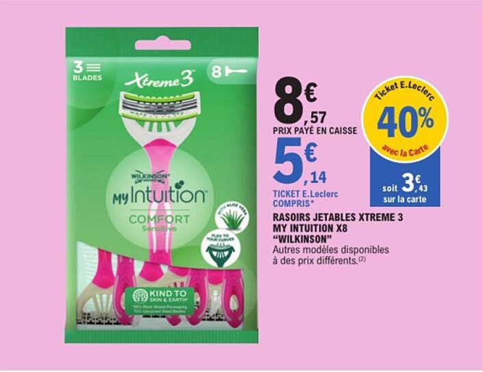 RASOIRS JETABLES XTREME 3 MY INTUITION X8 "WILKINSON"